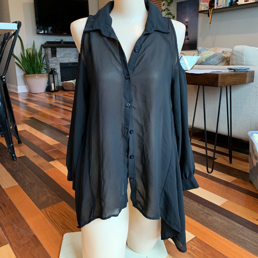 Sheer black long sleeve top